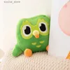 Animali peluche ripieni di peluche 1pc Duolingo Green Owl Plushing Duo Phrielie of Duo The Owl Cartoon Anime Owl Doll Dolli di compleanno per bambini con animali da peluche morbido L411