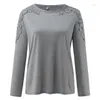 Koszule damskie 2024 Slim Lace Hollow Out Long Rleeve T-Shirt Top