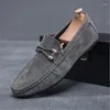 Sapatos casuais Spring Men Spring Autumn Lazy Soled Soled Flats acionando mocassins de couro H669