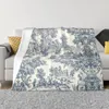 Zwart en wit toile de jouy deken zachte fleece warme flanel Franse motieven bloemenworp deken voor sofa kantoorbed quilt cadeau