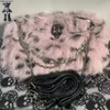 Roze luipaard handtas y2k punk tassen pluche veelzijdige dagelijkse crossbody tas message tas tassen 240322