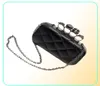 Whole new vintage Skull purse Black Skull Knuckle Rings Handbag Clutch Evening Bag The chain inclined shoulder bag4790467