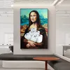 Divertimento wc wall art mona lisa con carta igienica e bagno bagno igienica unica in tela umoristica dipinta arredamento per bagno