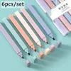 6pcs/Set Colorful Highlighter Pen Double Head Marker Stationery Hilighter Art Marker Student Marker Pen Solid Color Highlighters