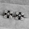 Cuff Links Punk Black Enamel Square Pyramid Cross Cufflinks For Mens French Shirt Rhinestone Taper Cone Cuff Links Buttons Party Gift Y240411