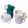 Mugs 350ml Creative Simple Color Matte Ceramic Coffee Mug With Handle Anti Scalding Milk Cup Drink Couple Portable Water Set