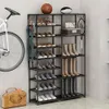 1 pc 9 Tier Tall Garage Capaciteit, organisator, verticaal vrijstaand zware laarsrek, twee rijen multifunctionele haken, grote opslagschoenen voor organizer