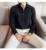 Casual shirts voor heren zakelijk shirt anti-rimpel lange mouw slanke fit waffle man jurken bruiloft blouse camisa mannen kleding royal blauw