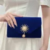 Sac Femmes Velor Clutch Handsbag avec enveloppe Golden Golden Enveloppe Mariage Bridal Party Evening Bourse Messenger Messenger Wallet