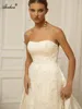 2024 Breathtaking Strapless 2 In 1 Mermaid Wedding Dress Shiny Beading Sequined Lace Removable Satin Train Off The Shoulder Trumpet Bridal Gowns