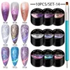 Ensemble de vernis à ongles en gel de 10pcs 3D Ensemble d'ongles aimant à coque thermique semi-permanent avec bouton aimant trempé au large de la fleur de gel UV Vernis Vernis