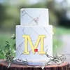 A-Z English Letter Gold Acrylic Cake Topper Joyeux anniversaire Mariage Cupcake Cake Cake Cake Cake Decorations Single Lettre 10cm