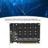 Kort 4 Port M.2 NVME SSD till PCIe x16M Nyckelhårddiskvandlare Reader Expansion Card, 4 x 32Gbps Transfer Speed ​​(PH44)