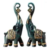 Figurine decorative 2 pcs statua di elefante di resina fortunato elegante elegante ricchezza di figurine ornamenti per il regalo di arredamento per la casa