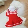 犬のアパレルペットセーター服秋の冬暖かいウール服ラブネイビースカート子犬ジャンパー