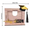 Frames 3D Platform PO Cadre Graduation Season Gift Wooden Picture Home Ornements avec Bachelor Hat Holder