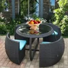 Nordic Rattan Garden Furniture Set Creative Round Balcony Table and Chair Five-Piece Set Leisure Outdoor Garden and Terrace Set