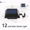 4pcs 12 LED lâmpada de calha solar de calha para a cerca de segurança de jardim de jardim ao ar livre lâmpadas de parede de iluminação ao ar livre