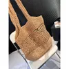 Shoulder Bag New 90% Factory Direct Sales New Hollow Paper Rope Grass Woven Bag for Leisure and Versatile Fashion with Large Capacity Commuter Bag