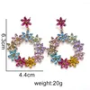 Dingle örhängen 2024 Fashion Crystal Rhinestones Flowers Big Circle Statement Women Vintage Jewelry