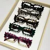 Lunettes de soleil Frames Vintage Fashion Wave Fleur Verres carrées Optical Cadre Femmes pour hommes 2024 Designer Punk Eyewear