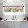 Tulip Flower Idyllic Tule Cozinha Pequena Janela Cortina Valão Pura Curta Cortina Quarto Decoração de Casa Decoração Voile Drapes