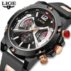 손목 시계 Lige Watches Men Casual Watch Luxury Big Dial Quartz Top Brand Wristwatch Date Clock Relogio Masculino Saati