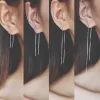 Enkla kvinnliga örhängen 925 Silvernål Long Tassel Double Needle Ear Line örhängen för kvinnor lovar bröllop smycken brincos