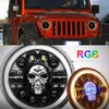 Ruitaisen 5.75/7 Inch Round LED Skull Headlight Far Near Light DRL With Turn Signal Angel Eyes Shape Motorcycle Headlamps