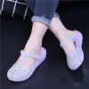 Sandals New Printed Hole Shoes Women's Sandals Summer Ladies's Jelly Shoes Women's Slippers NonSlip Women ToeCovered Plastic Sandals