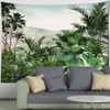 Tropical Rainforest Tapestry Mur suspendu chambre familiale décoration polyester tissu bohème plante Art Printing Forest 240411