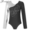 Figuur schaatsen jumpsuit dames metallic glanzende strass met lange mouwen bodysuit ballet dance -turnpakje voor vrouw gymnastiek huitenaarden