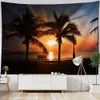 Tapestry View Coconut Tree Tapisches Mur de mer suspendus Bohemian Room Wall Decoration Hippie Aesthelic Aesthelic Aesthetic Home Interior Decoration R0411