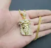 Hip Hop Bling Gold Farbe Edelstahl Jesus Stück Anhänger Halskette für Männer Rapper Schmuck Tropfen Anhänger Halsketten 7419539