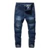 Jeans masculin 2024 marque lâche droite élastique antivol de la fermeture à glissière denim mâle grande taille 40 42 44 46 48