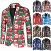 Mentes de Noël Mode Fashion Casual Christmas Printed Cape Coat Jackets Fashion Fashion Fonction à manches longues Slim Fit Top Top Blouse 240329