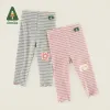 Pantalon Amila Baby Girls Leggings Stripes 2023 printemps Nouveau petit enfant mignon Panton de coton élastique doux pantalon crayon 06 ans