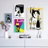 재미있는 고양이 음료 레드 와인 포스터 클래식 광고 알코올 샴페인 캔버스 거실을위한 인쇄물 홈 장식 사진