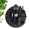 Dekorativa plattor Creative Moon Solid Wood Wall hyllor Lagring för Crystal Candle Holder Book Organizer Hanging Display Rack Boho Home