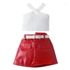 Комплекты одежды Bulingna Fashion Toddler Baby Girl 2 Piece Sette Set Ribed Camisole Top Top Кожаная юбка с поясной летней одеждой