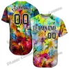 Anpassade namn Färgglada blommor och svamp Psychedelic 3D-tryckt baseballtröja Hip Hop Streetwear Unisex Baseball Shirt KS-21