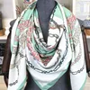 130*130cm Luxury Brand Twill Silk Scarf Women Bandana Square Scarf Design Floral Kerchief Scarves Ladies Fashion Shawls Echarpe 240321