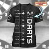 Cosmos de verão Nome personalizado Darts T-shirt 3D Homens impressos homens Mulheres Casual Dart Player Gift Tops Tops Tees de manga curta meninos