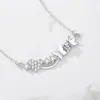 Цепи Оригинальный Crown Heart Butterfly Ожерелье Женщины Love Smygon Smile Pendant S925 Серебряное серебро 45 -см