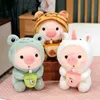 Doldurulmuş peluş hayvanlar 1pc 25cm cosplay uniorn kurbağa kaplan tavşan boba çay plushie pembe domuz peluş oyuncak kız sevimli bebek refaaz bebek doğum günü hediyesi l411