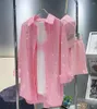 Kvinnors blusar randiga borrbluer för kvinnor Street Temperament Shirt Spring Loose European Style Topps Blusa 2024