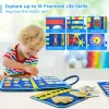 Montessori Toy Busy Board Preschool Learning Fine Motor Skill for 1 2 3 4 Year Old Toddlers Educational Activity Sensory Board