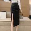 Sexy Rock y mittenlange schwarze Röcke Owmen 2023 Elegante Mode hohe Taille Faldas Largas Koreanische Büro Damen Bodycon Sommerrock L410