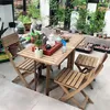 バルコニーウッドテーブルとパーティー用バックレスト付き椅子レジャー折りたたみ屋外の中庭ガーデンコーヒー便利なダイニングテーブル