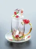 Wine Glasses Wedding Gift Enamel Glass 320ML 350ml Water Cup Flower Tea Cups Household Set Coffee Mug Beer